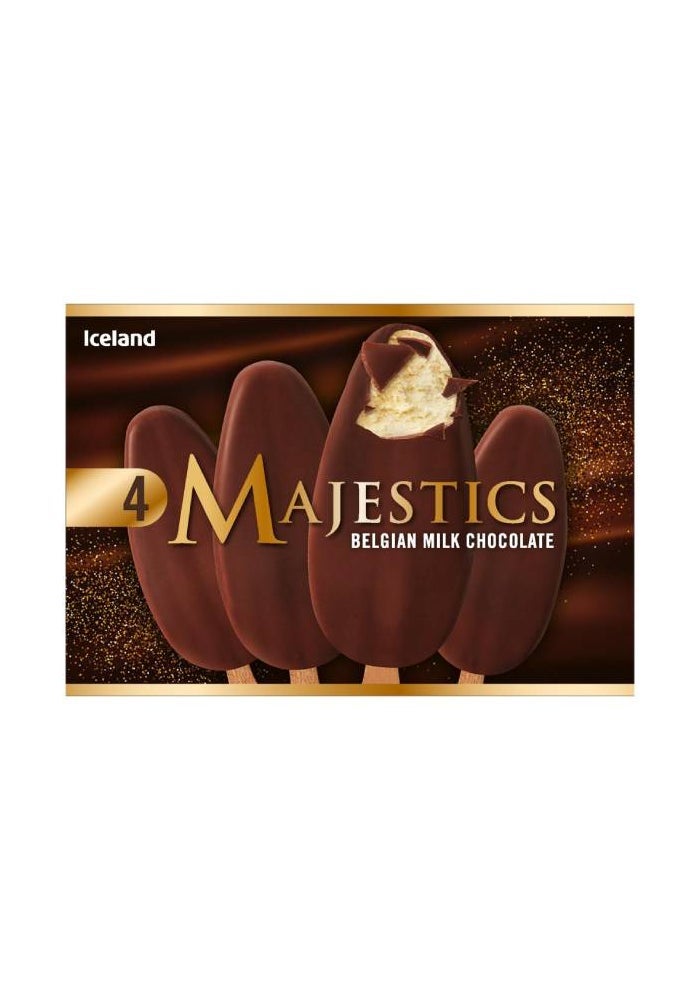Majestics Belgian Milk Chocolate Ice Cream Sticks - 4 Pack
