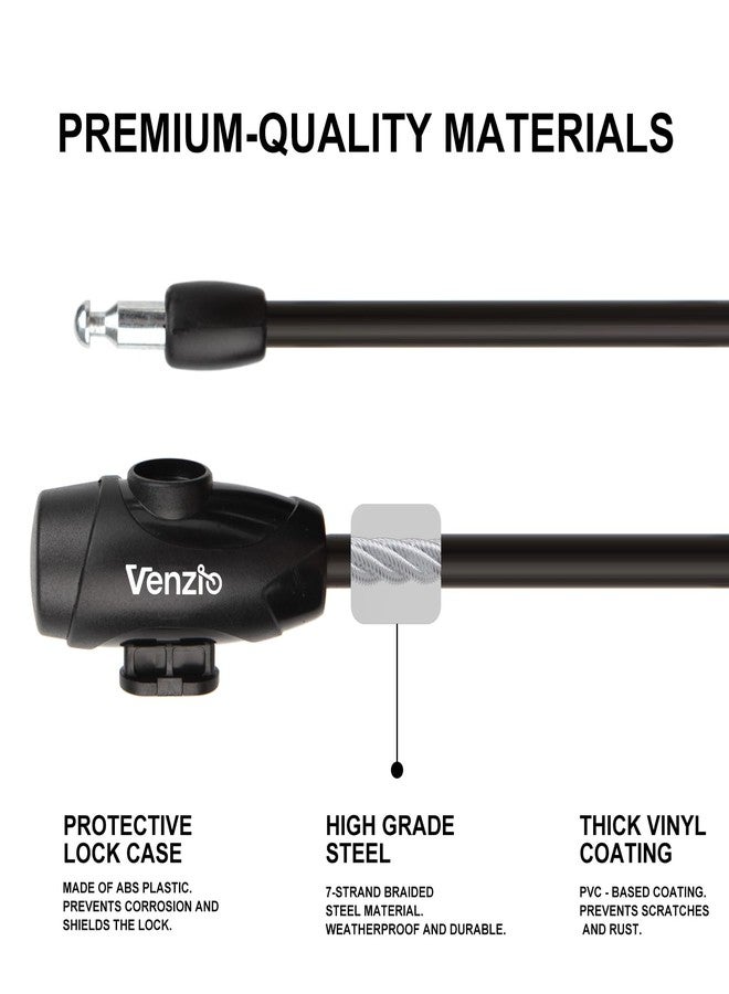 Venzio 4FT Heavy Duty Anti-Theft Bicycle Cable Lock, Bike Lock Cable with 2 Keys and Mounting Bracket, 1/2 inch(12mm) Coiled Steel Cable with Dustproof Insert for Bikes, Scooters, Gates, Fences - Image 3