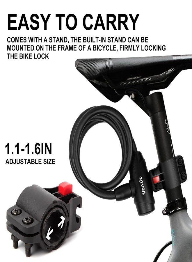 Venzio 4FT Heavy Duty Anti-Theft Bicycle Cable Lock, Bike Lock Cable with 2 Keys and Mounting Bracket, 1/2 inch(12mm) Coiled Steel Cable with Dustproof Insert for Bikes, Scooters, Gates, Fences - Image 4