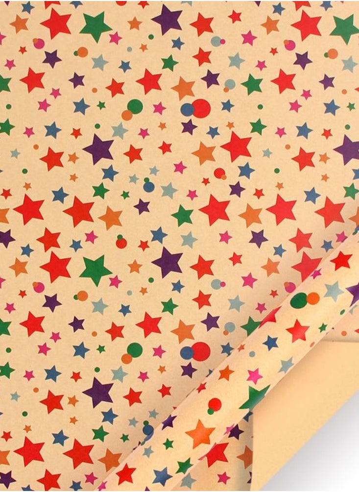 Playpro Birthday Star Printed Kraft Wrapping Paper - 6pcs 