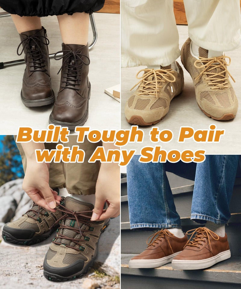 Handshop 2 Pairs Round Boots Shoelaces 3.5 MM Athletic Replacement Shoe Laces 30-63â€ Shoestrings For Running Sporting Walking Brown 102 - Image 5