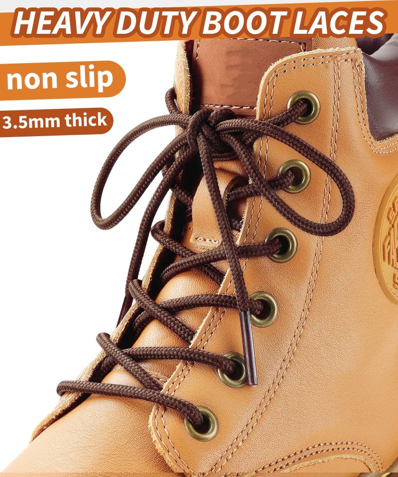 Handshop 2 Pairs Round Boots Shoelaces 3.5 MM Athletic Replacement Shoe Laces 30-63â€ Shoestrings For Running Sporting Walking Brown 102 - Image 2