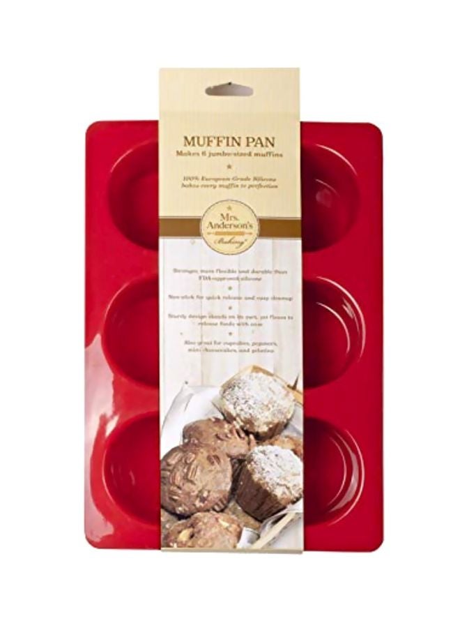 مسز. أندرسون بايكنغ صينية المافن بمقاس جامبو من السيليكون أحمر 11x7.5x2بوصة - Image 2
