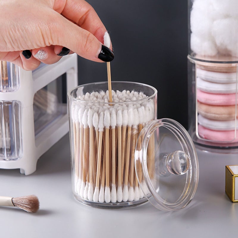 Bamboo lid transparent plastic storage jar set of four - Image 4