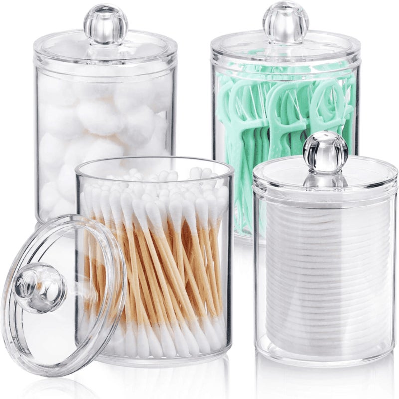 Bamboo lid transparent plastic storage jar set of four - Image 1