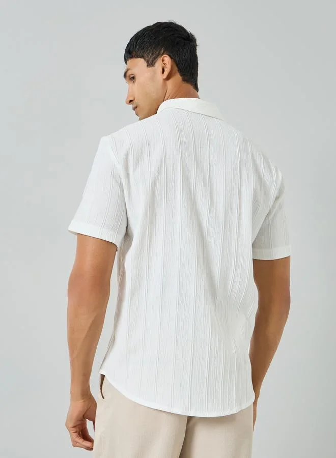 Take Two Men White Texture Short Sleeve Shirt