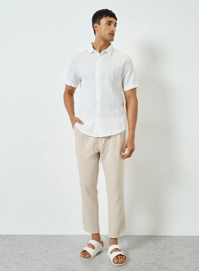 Take Two Men White Texture Short Sleeve Shirt