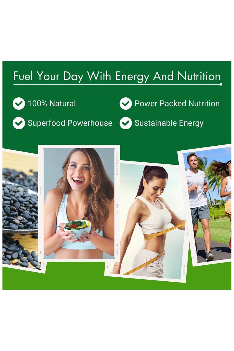 بليس اوف ايرث بذور السمسم الأسود غير المقشرة، 600 جرام، غنية بالألياف الطازجة، رائعة للطهي والخبز  - Image 4