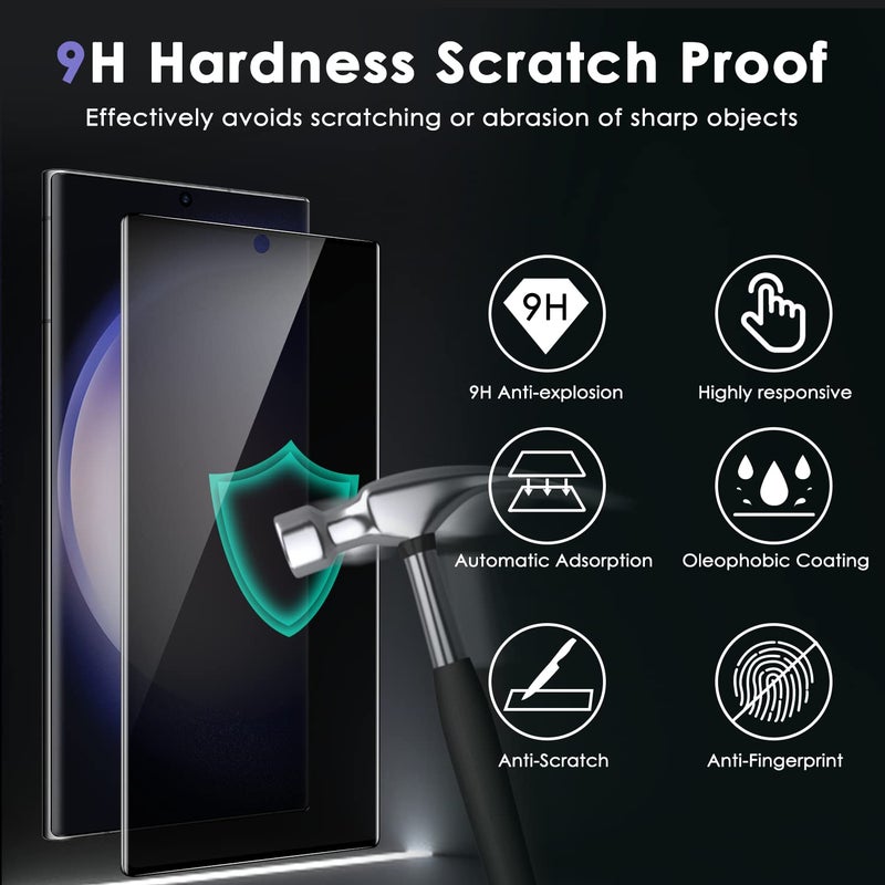 Asstar 2 Pack Samsung Galaxy S23 Ultra Privacy Screen Protector,9H Hardness Tempered Glass Screen Protector for Samsung Galaxy S23 Ultra,Anti-Scratch Case Friendly ã€Donâ€™t Support Fingerprint Unlockã€‘ - Image 3