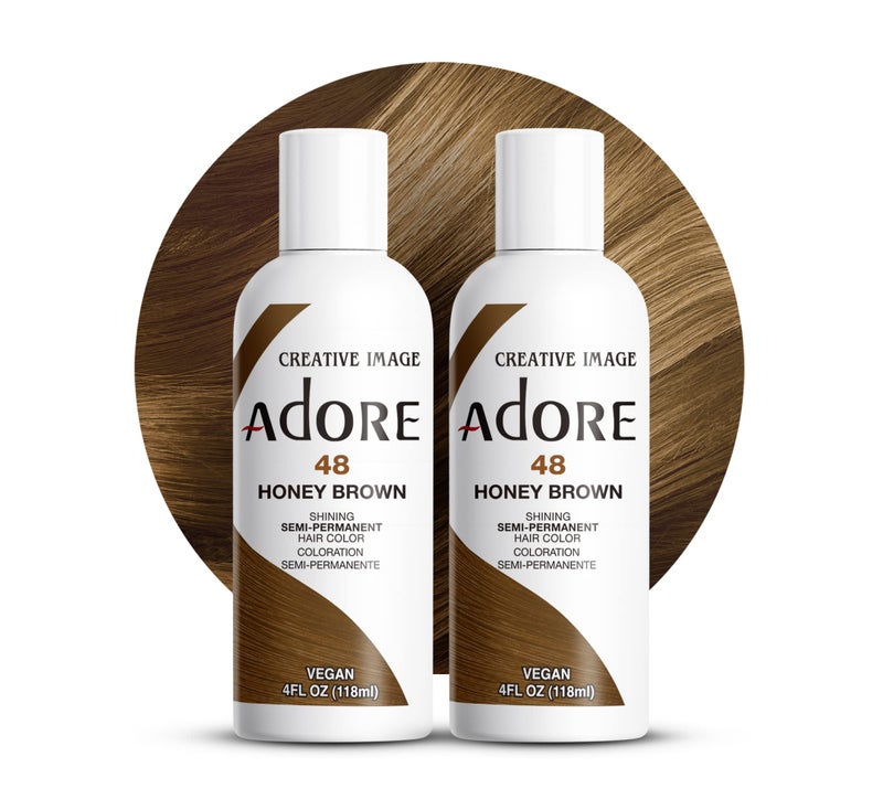 Adore Semi Permanent Hair Color (048 Honey Brown) (2 Pack) | Vegan & Cruelty-Free Brown Hair Dye | No Ammonia, No Peroxide, No Alcohol | 4 Fl Oz - Image 1