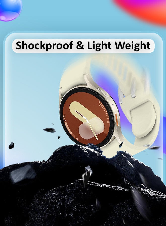 CATANES for Galaxy Watch 7 Strap 40mm 44mm,for Samsung Galaxy Watch FE Band 20mm Soft Silicone Sport Strap Women Men,No Gap Bracelet Wristbands Beige - Image 4