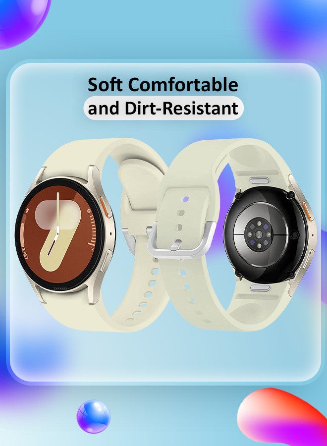 CATANES for Galaxy Watch 7 Strap 40mm 44mm,for Samsung Galaxy Watch FE Band 20mm Soft Silicone Sport Strap Women Men,No Gap Bracelet Wristbands Beige - Image 2