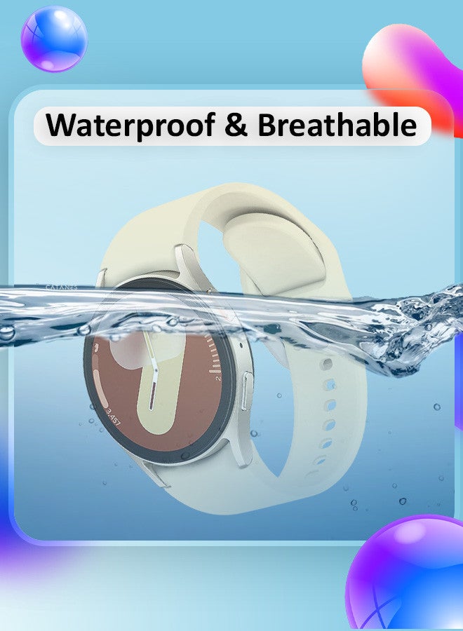 CATANES for Galaxy Watch 7 Strap 40mm 44mm,for Samsung Galaxy Watch FE Band 20mm Soft Silicone Sport Strap Women Men,No Gap Bracelet Wristbands Beige - Image 3