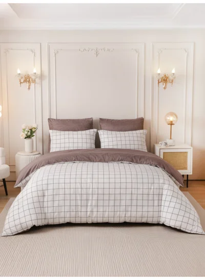 Donetella Printed Duvet Set, King Size Fits 200x200 cm - 6-Pcs Bed Set, Brushed Microfiber Fabric - 1 Duvet Cover, 1 Fitted Sheet, 2 Pillow Shams, 2 Pillowcases (Filler Not Included)