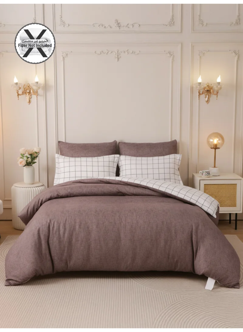 Donetella Printed Duvet Set, King Size Fits 200x200 cm - 6-Pcs Bed Set, Brushed Microfiber Fabric - 1 Duvet Cover, 1 Fitted Sheet, 2 Pillow Shams, 2 Pillowcases (Filler Not Included)
