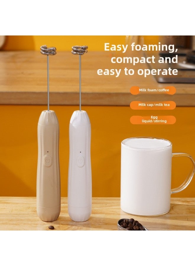 Electric Milk Frother Handheld Milk Frother Frother Blender Household Wireless Small Milk Frother Cross-border-Color:White Battery Type  - Image 2