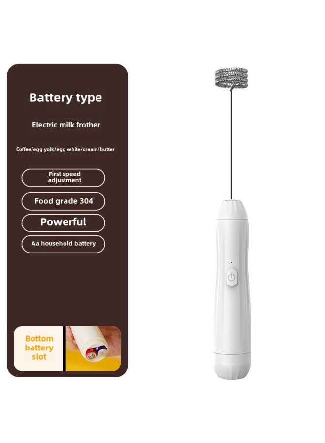 Electric Milk Frother Handheld Milk Frother Frother Blender Household Wireless Small Milk Frother Cross-border-Color:White Battery Type  - Image 1