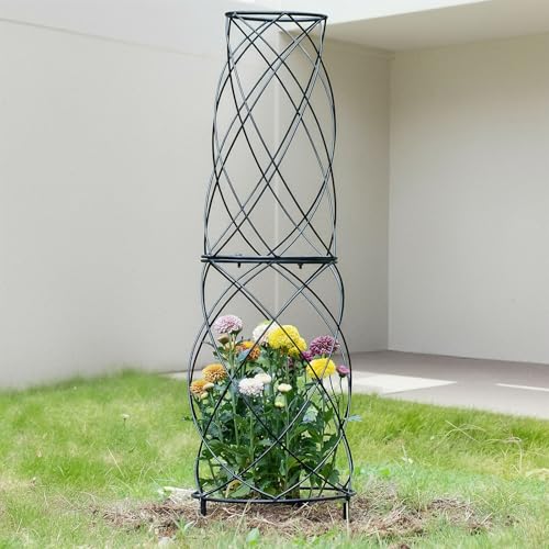 GOOOXIM 35-Inch Metal Garden Obelisk Trellis for Indoor & Outdoor Plants – Durable, Weather-Resistant Support for Climbing Vines, Roses, and Flowering Bushes – Decorative Potted Plant Structure - Image 1