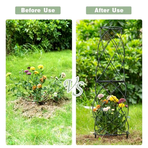 GOOOXIM 35-Inch Metal Garden Obelisk Trellis for Indoor & Outdoor Plants – Durable, Weather-Resistant Support for Climbing Vines, Roses, and Flowering Bushes – Decorative Potted Plant Structure - Image 3