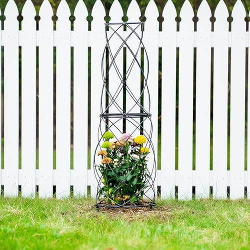 GOOOXIM 35-Inch Metal Garden Obelisk Trellis for Indoor & Outdoor Plants – Durable, Weather-Resistant Support for Climbing Vines, Roses, and Flowering Bushes – Decorative Potted Plant Structure - Image 4