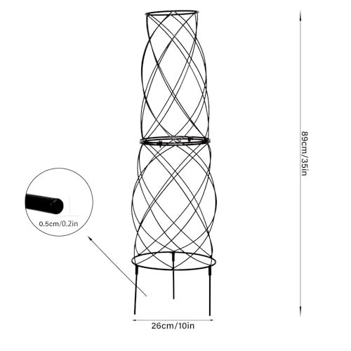 GOOOXIM 35-Inch Metal Garden Obelisk Trellis for Indoor & Outdoor Plants – Durable, Weather-Resistant Support for Climbing Vines, Roses, and Flowering Bushes – Decorative Potted Plant Structure - Image 2