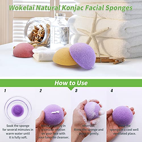 wokelai Konjac Facial Sponges for Cleansing Exfoliating - Konjac Face Sponge for Washing Face Body, Natural Cleaning Puff Buff Scrubber for Shower Bath SPA for Babys Men Women - Image 5