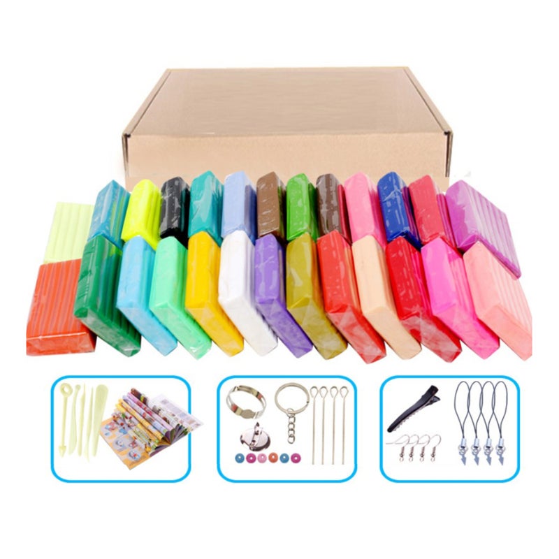 Polymer Clay Kit: 24 Multicolor, Safe Soft Material, Smooth Non-Stick, Easy To Shape - Versatile Craft Supply for Beginner Artists, DIY Gifts, Home Decor & Jewelry Making - Image 5