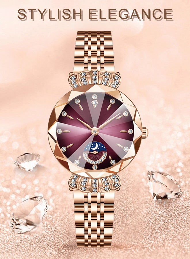 Labaoli Fashion Steel Strap Women's Diamond-encrusted Star and Moon Watch - Image 4