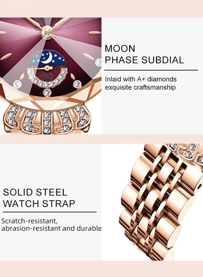 Labaoli Fashion Steel Strap Women's Diamond-encrusted Star and Moon Watch - Image 2