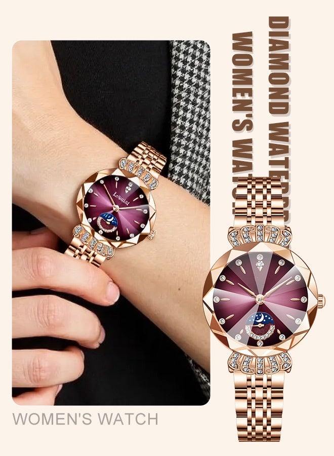 Labaoli Fashion Steel Strap Women's Diamond-encrusted Star and Moon Watch - Image 1