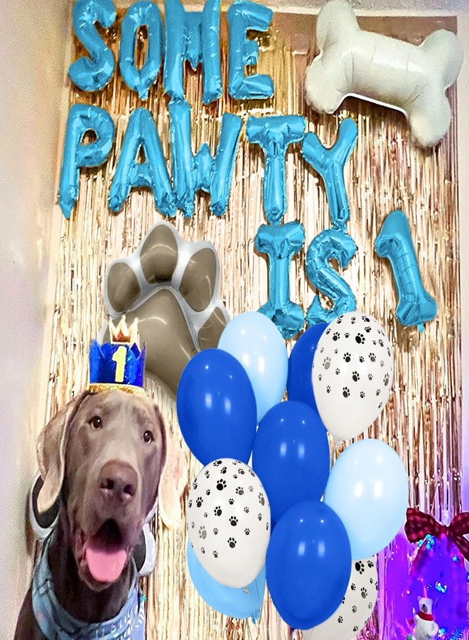 Roaring Good Time Lets Pawty First Birthday Balloons - Dog Paw & Bone Shaped, Puppy Boy Themed Decorations - Image 3