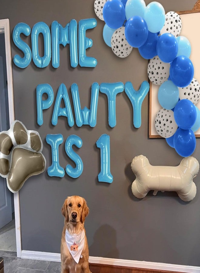 Roaring Good Time Lets Pawty First Birthday Balloons - Dog Paw & Bone Shaped, Puppy Boy Themed Decorations - Image 4