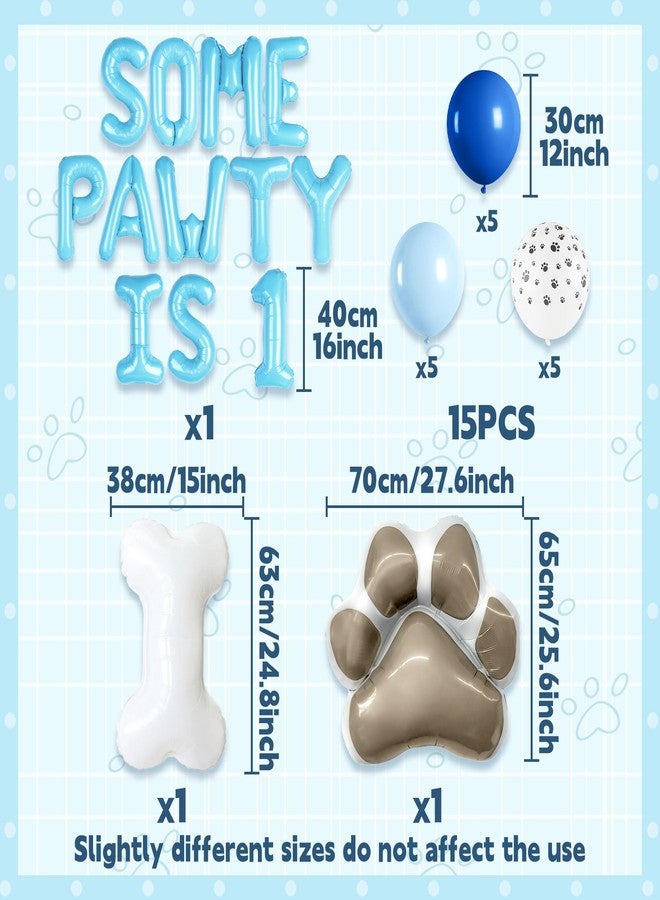 Roaring Good Time Lets Pawty First Birthday Balloons - Dog Paw & Bone Shaped, Puppy Boy Themed Decorations - Image 2