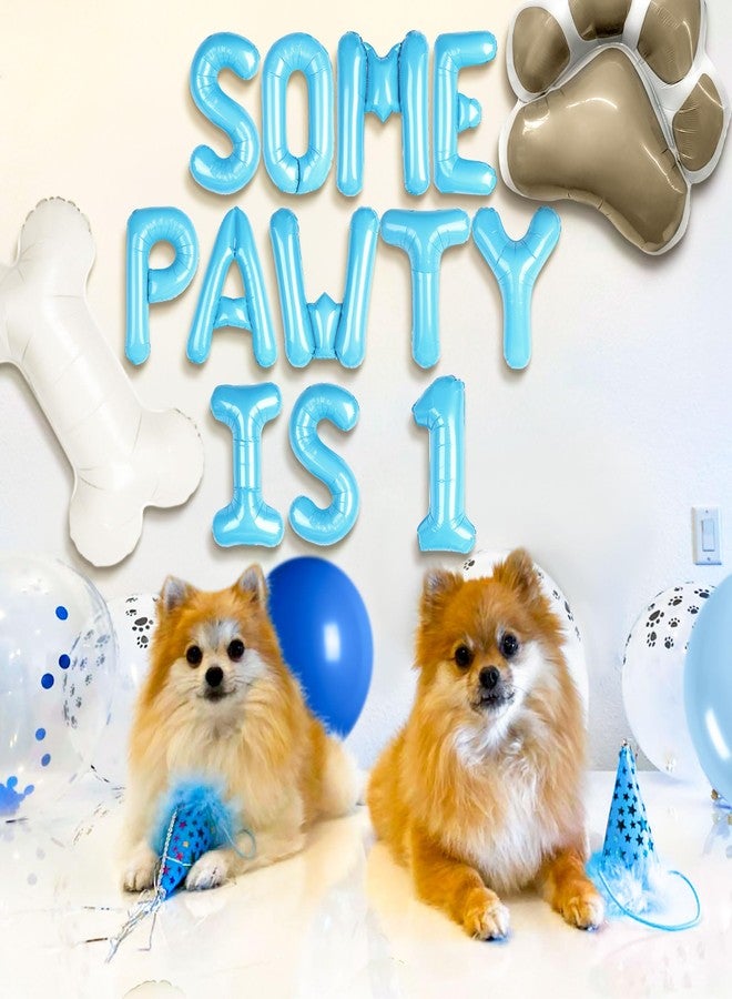 Roaring Good Time Lets Pawty First Birthday Balloons - Dog Paw & Bone Shaped, Puppy Boy Themed Decorations - Image 5