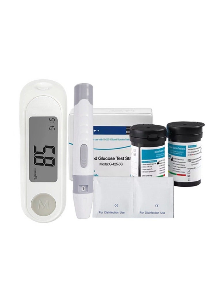 شيانغ مي جهاز قياس نسبة السكر في الدم المحمول الأوتوماتيكي بالكامل، جهاز اختبار دقيق وسهل الاستخدام للسكري مع 50 شريط اختبار وقلم إبرة و50 إبرة، نتائج سريعة، تخزين في الذاكرة وتشغيل بدون أكواد - Image 1