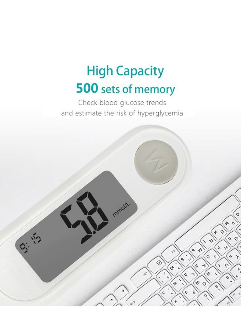 شيانغ مي جهاز قياس نسبة السكر في الدم المحمول الأوتوماتيكي بالكامل، جهاز اختبار دقيق وسهل الاستخدام للسكري مع 50 شريط اختبار وقلم إبرة و50 إبرة، نتائج سريعة، تخزين في الذاكرة وتشغيل بدون أكواد - Image 5