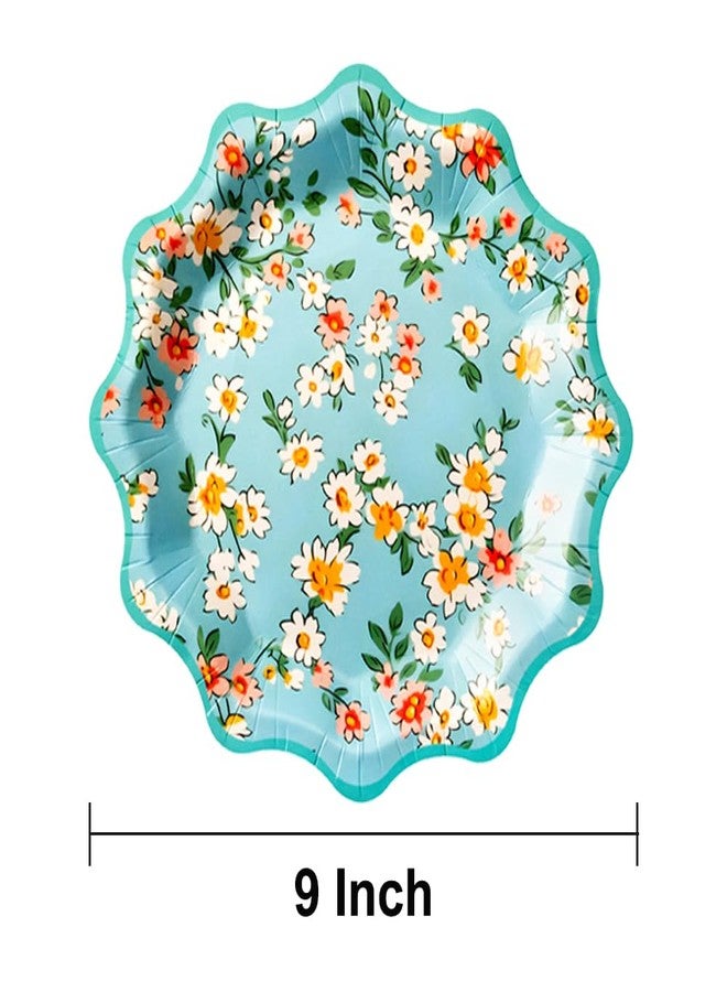 Heiboa Fancy Floral Paper Plates 9 inch, 40 Count Elegant Disposable Dinner Plates Set for Party, Party Tableware for Birthday, Wedding, Baby Bridal Shower, Thanksgiving, Christmas - Image 4