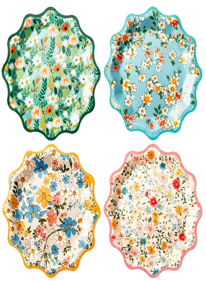 Heiboa Fancy Floral Paper Plates 9 inch, 40 Count Elegant Disposable Dinner Plates Set for Party, Party Tableware for Birthday, Wedding, Baby Bridal Shower, Thanksgiving, Christmas - Image 1