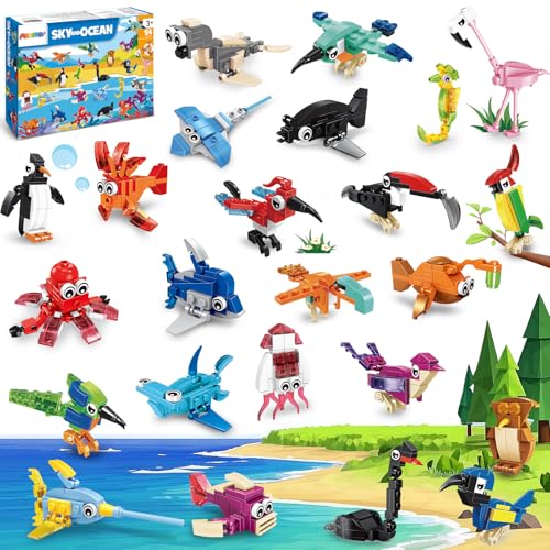 MOONTOY 24 Pack Party Favors for Kids 3in1 Mini Animal Building Blocks Sets Advent Calendar Toys Easter Basket Stuffers Birthday Classroom Prizes for Boys Girls Ages 312 - Image 1