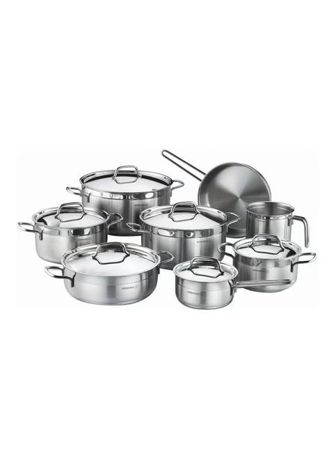14-Piece Casting From High Quality Stainless Steel Fixed Non-Slip Handles Cookware Set Includes