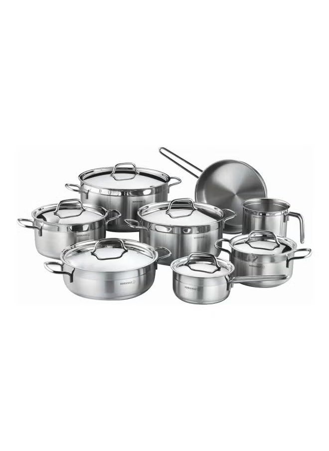 14-Piece Casting From High Quality Stainless Steel Fixed Non-Slip Handles Cookware Set Includes