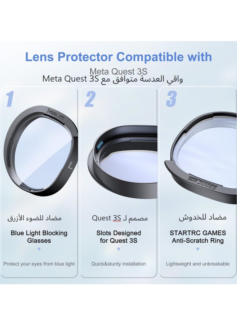 STARTRC GAMES Lens Protector Set for Meta Quest 3S, Anti-Blue Light Lens with Anti-Scratch Ring , Glasses Spacer, Anti-fog Cloth, Accessory for Quest 3S  - Image 3