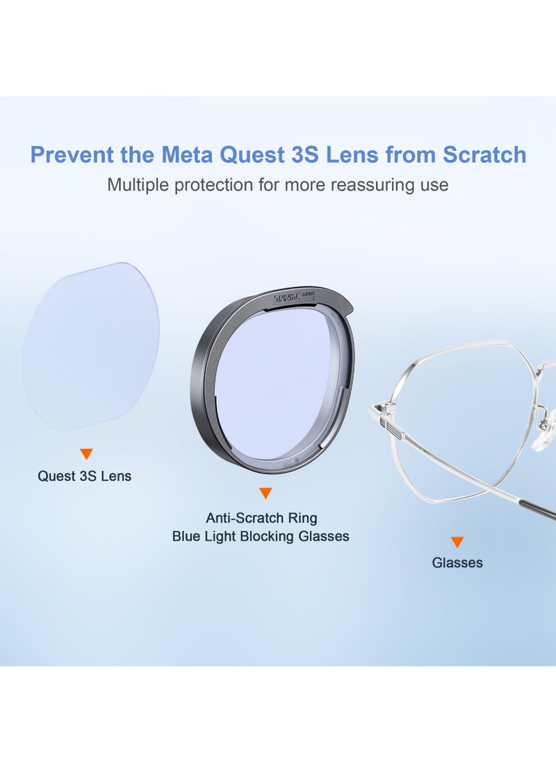STARTRC GAMES Lens Protector Set for Meta Quest 3S, Anti-Blue Light Lens with Anti-Scratch Ring , Glasses Spacer, Anti-fog Cloth, Accessory for Quest 3S  - Image 5