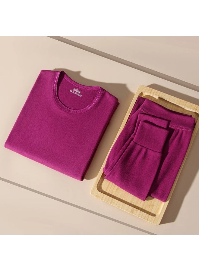 NIBEMINENT Thermal Underwear Set Double-sided Cashmere Long Johns Plus Cashmere Thick Autumn Winter for  Women Warm Underwear - Image 1