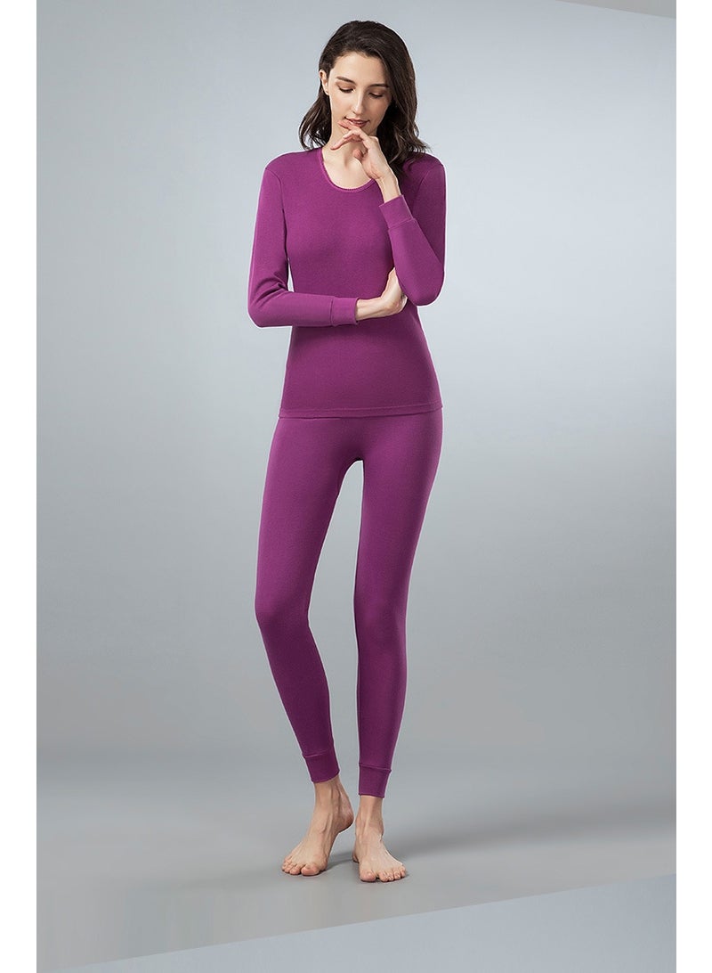 NIBEMINENT Thermal Underwear Set Double-sided Cashmere Long Johns Plus Cashmere Thick Autumn Winter for  Women Warm Underwear - Image 2