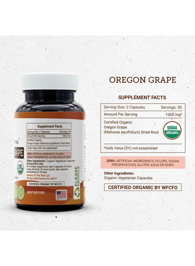 Secrets of the Tribe Oregon Grape USDA Organic 60 Capsules | High-Potency Herbal Organic Capsules | Made with Organic Vegetarian Capsules and Organic Oregon Grape (Mahonia aquifolium) Dried Root (60 Capsules) - Image 4