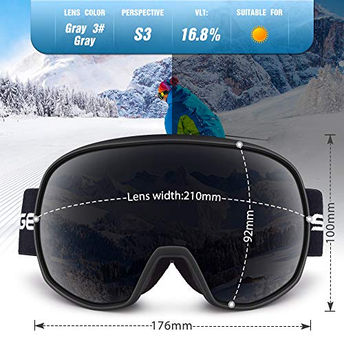 Snowledge Ski Goggles for Men Women with 100% UV Protection Anti-Fog Dual Lens, skiing Snowboarding Snowmobile Goggles - Image 4