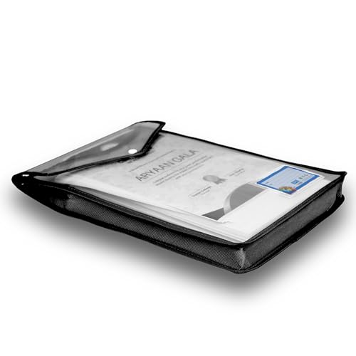 SPS File Folder, Vertical Poly-Plastic A4/Foolscap Transparent Documents File Storage Bag with Snap Button Set of 5/Certificate File Folder (Vertical, Black, Pack of 5) - Image 5