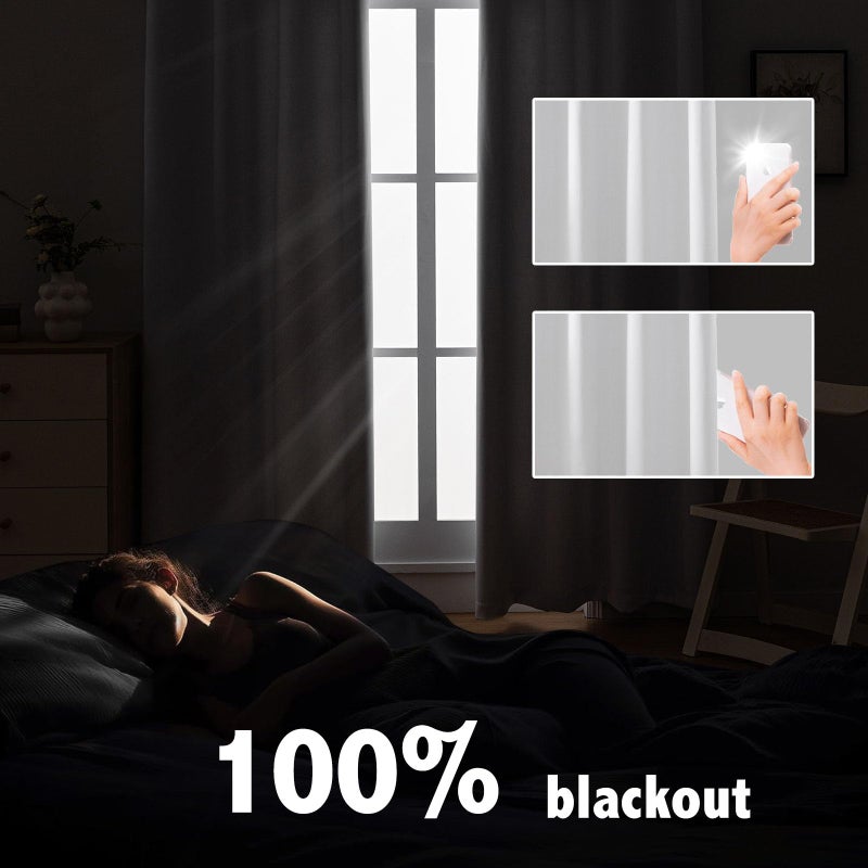 Anytime 100% Blackout Curtain 2 Panels Set,Thermal Insulated Window Drapes for Bedroom,Full Shading Panels (Greyish White,52W x 84L) - Image 3