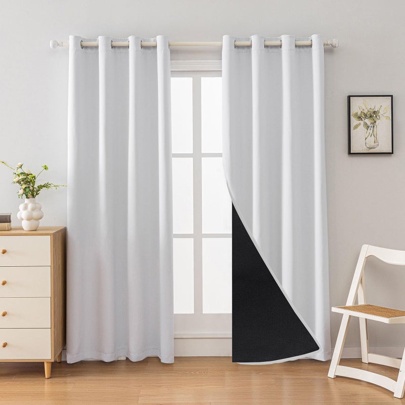 Anytime 100% Blackout Curtain 2 Panels Set,Thermal Insulated Window Drapes for Bedroom,Full Shading Panels (Greyish White,52W x 84L) - Image 1